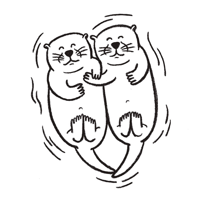 Temporary Tattoo - Otters holding hands